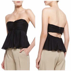 L'agence strapless black silk top